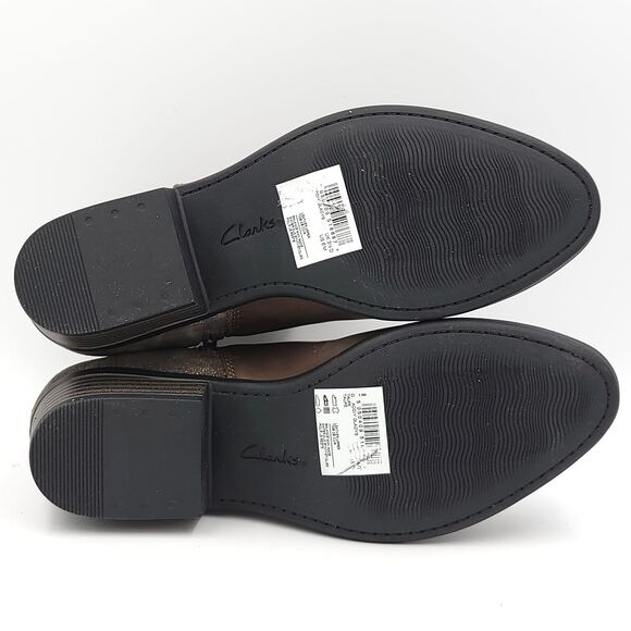 Clarks Women Block Heel Ankle Booties Addiy Gladys Size US 6M Olive Leather - Picture 6 of 6